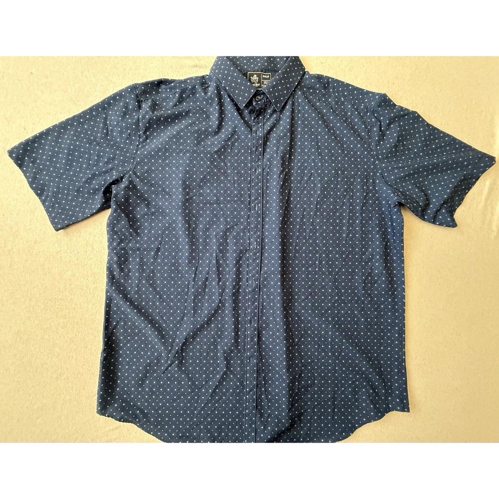 Rugby University Men's Button Up Stretch Short Sleeve Shirt 3X Navy Blue